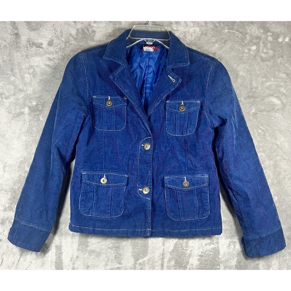 Bongo Jacket Womans L‎ 12-14 Corduroy Cotton Flap Pockets Blue